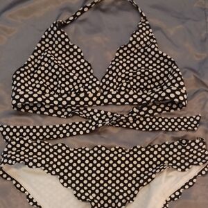 Jessica Simpson Black and White Polka Dot Swimwear